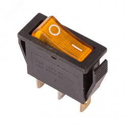 Выключатель клавишный 250V 15А (3с) ON-OFF желтый  с подсветкой  REXANT