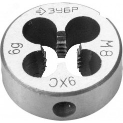 Плашка М8x1.0мм, сталь 9ХС, круглая ручная