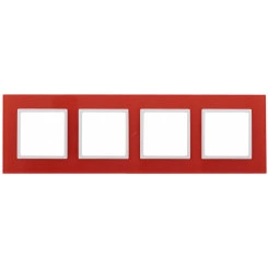 Рамка на 4 поста, стекло, Эра Elegance, красный+бел, 14-5104-23 Рамка на 4 поста, стекло, Эра Elegance, красный+бел, 14-5104-23