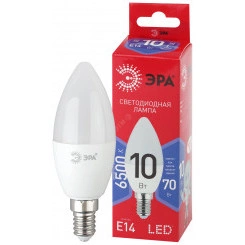 Лампа светодиодная LED B35-10W-865-E14 R  (диод, свеча, 10Вт, хол, E14) (10/100/3500) ЭРА