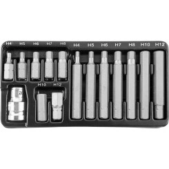 Набор вставок-бит 10 мм DR шестигранных с переходником, 15 предметов Набор вставок-бит 10 мм DR шестигранных с переходником, 15 предметов