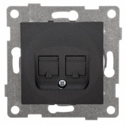 GUSI Ugra механизм розетки компьютерной и телефонной (RJ45, RJ12), скрытая установка. Цвет графит. GUSI Ugra механизм розетки компьютерной и телефонной (RJ45, RJ12), скрытая установка. Цвет графит.