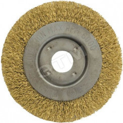 Кордщетка-колесо, посадочный диаметр 22.2 мм, стальная латунированная волнистая проволока 150 мм