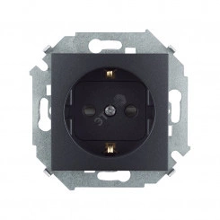 Simon15 Розетка 2Р+Е Schuko 16А 250В  со шторками винтовой зажим графит