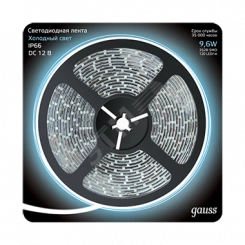 Лента светодиодная LED 2835/120-SMD 9.6W 12V DC холодный белый IP66 5м Лента светодиодная LED 2835/120-SMD 9.6W 12V DC холодный белый IP66 5м