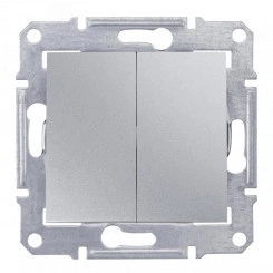 Sedna Выключатель двухклавишный IP44в рамку алюминий Sedna Выключатель двухклавишный IP44в рамку алюминий
