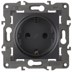 Розетка 2P+E Schuko со шторками, 16А-250В, Эра Elegance, антрацит, 14-2102-05