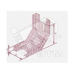 Лоток перфорированный КП 50х50 УТ1,5 для поворота трассы вверх на 90, оцинкованный лист, S1,5