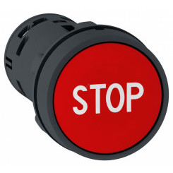 Кнопка 22мм красная НО+НЗ с маркировкой STOP
