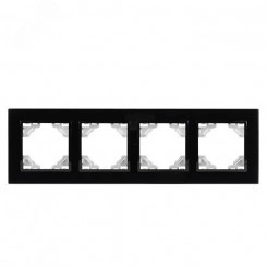Минск Рамка 4-местная стеклянная черная EKF Basic Минск Рамка 4-местная стеклянная черная EKF Basic