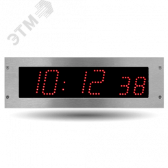 Часы цифровые STYLE II 7S OP (часы/минуты/сек), в стальном корпусе для чистых помещений, высота цифр 7 см, красный цвет, AFNOR, 220 В, установка в стену заподлицо