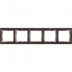 VALENA Рамка 5 постов горизонтальный монтаж темное дерево/серебро VALENA Рамка 5 постов горизонтальный монтаж темное дерево/серебро