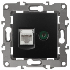 Розетка комбинированная RJ45+TV, Эра12, антрацит, 12-3110-05 Розетка комбинированная RJ45+TV, Эра12, антрацит, 12-3110-05