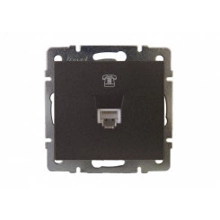 Розетка RAIN телефонная евро черный графит матовый механизм Розетка RAIN телефонная евро черный графит матовый механизм