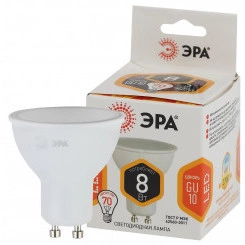 Лампа светодиодная LED MR16-8W-827-GU10 (диод, софит, 8Вт, тепл, GU10) ЭРА (10/100/4000) ЭРА