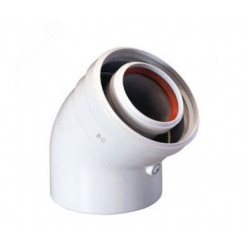 Отвод 45град. коаксиальный полипропиленовый для конденсационных котлов d 80-125 мм