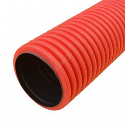 Труба гофрированная двустенная ПЭ жесткая тип 450 красная д90 (6м/уп)