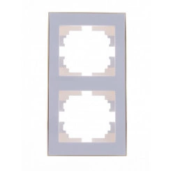 Рамка RAIN 2-ая вертикальная белая с боковой вставкой золото, 1 шт