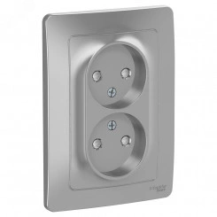 BLANCA скрытой установки розетка двойная без заземления со шторками, 16А, 250В, алюминий BLANCA скрытой установки розетка двойная без заземления со шторками, 16А, 250В, алюминий