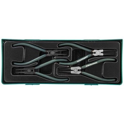 Универсальный набор щипцов для стопорных колец ''разжим и сжим'' 7'', 4 предмета (ложемент)