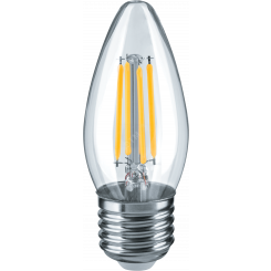 Лампа светодиодная LED 4вт Е27 теплый свеча FILAMENT