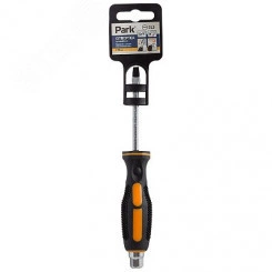 Отвертка ударная SL5х7,5см с упором под гаечный ключ, двухкомпонентная рукоятка, шлицевая