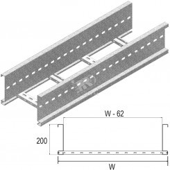 Кабельный лоток лестничного типа серии WIDE SPAN, высота - 200 мм, ширина - 618 мм, длина - 6000 мм, толщина - 2 мм, кратность - 6м, PE - Сталь с порошковым покрытием (окрашенная)