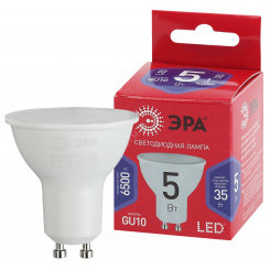 Лампа светодиодная LED MR16-5W-865-GU10 R  (диод, софит, 5Вт, хол, GU10) (10/100/2800) ЭРА