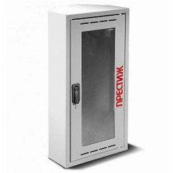 Шкаф пожарный для огнетушителя навесной с окном угловой Престиж 320х230х650 белый Шкаф пожарный для огнетушителя навесной с окном угловой Престиж 320х230х650 белый