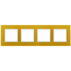 Рамка на 4 поста, стекло, Эра Elegance, жёлтый+бел, 14-5104-21