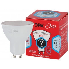 Лампа светодиодная ECO LED MR16-7W-840-GU10 (диод, софит, 7Вт, нейтр, GU10) ЭРА (10/100/4000) ЭРА