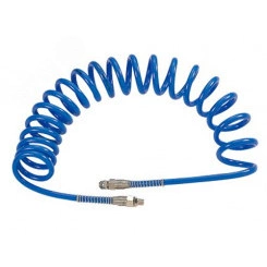 Шланг пневматический спиральный высокого давления 8х12 мм, 10 м, М1/4', полиуретановый Шланг пневматический спиральный высокого давления 8х12 мм, 10 м, М1/4', полиуретановый