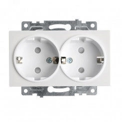 Розетка 2-местная с/з, серия Катрин, белый, Stekker Розетка 2-местная с/з, серия Катрин, белый, Stekker