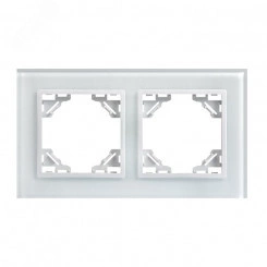 Минск Рамка 2-местная стеклянная белая EKF Basic