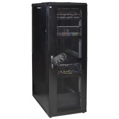 Шкаф серверный, 19'' 42U 800х1000 мм передня двухстворчатая перфорированная дверь, задняя перфорированная черная, ч.1 шкафа (ETM4736262, ETM886052, ETM6473576)