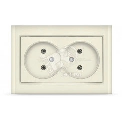 Розетка Бриллиант двойная без заземления с защитной шторкой слоновая кость