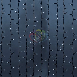 Гирлянда профессиональная Светодиодный Дождь 2х1.5м постоянное свечение темно-зеленый провод 220В белый