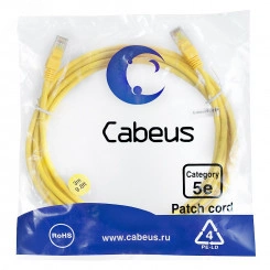 Патч-корд PC-UTP-RJ45-Cat.5e-3m-YL U/UTP, категория 5е, 2xRJ45/8p8c, неэкранированный, желтый, PVC, 3м