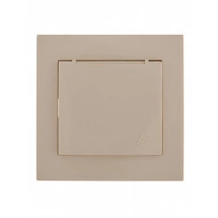 Розетка RAIN с/з с крышкой керамика крем Розетка RAIN с/з с крышкой керамика крем