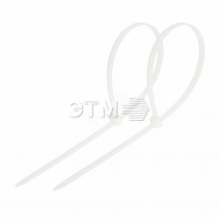 Хомут-стяжка кабельная нейлоновая 250x7,6 мм, белая, упаковка 100 шт