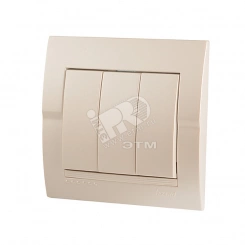 DERIY Выключатель тройной ПБТ жемчужно-белый металлик DERIY Выключатель тройной ПБТ жемчужно-белый металлик