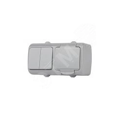 Блок розетка с выключателем Intro Atlantic 5-702-03 двойным 2P+E, 10(16)А-250В, открытой установки, IP54, серый ЭРА Блок розетка с выключателем Intro Atlantic 5-702-03 двойным 2P+E, 10(16)А-250В, открытой установки, IP54, серый ЭРА