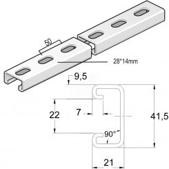 Монтажный профиль, высота - 21 мм, ширина - 41 мм, длина - 700 мм, толщина - 2,5 мм, кратность - 1шт, SZ - Оцинкованная сталь (методом Sendzimir) Монтажный профиль, высота - 21 мм, ширина - 41 мм, длина - 700 мм, толщина - 2,5 мм, кратность - 1шт, SZ - Оцинкованная сталь (методом Sendzimir)