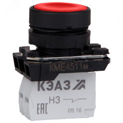 Кнопка КМЕ4522м-красный-2но+2нз-цилиндр-IP54-КЭАЗ
