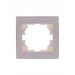 Рамка RAIN 1-ая горизонтальная белый с боковой вставкой золото