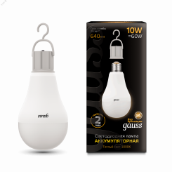 Лампа светодиодная LED 10 Вт 640 Лм 3000К теплая E27 A60 с Li-Ion аккумулятором Black Gauss