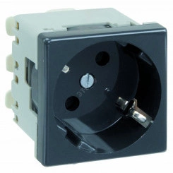 Connect Розетка с заземлением 16А 250В 45х45мм винтовые клеммы SC графит Connect Розетка с заземлением 16А 250В 45х45мм винтовые клеммы SC графит