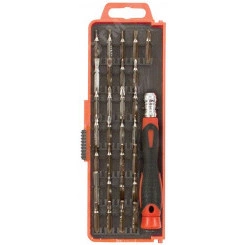 Отвертка с битами для точных работ, 30 CrV бит, в пластиковом боксе