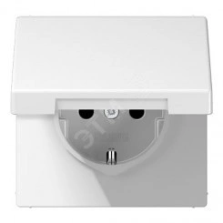 Штепсельная розетка SCHUKO одинарная, с заземлением, с откидной крышкой, 16A, 250В (механизм + накладка, без рамки). Серия LS990 Материал- дуропласт Цвет- белый Штепсельная розетка SCHUKO одинарная, с заземлением, с откидной крышкой, 16A, 250В (механизм + накладка, без рамки). Серия LS990 Материал- дуропласт Цвет- белый