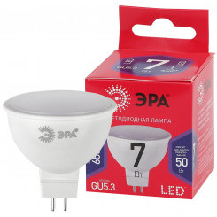 Лампа светодиодная LED MR16-7W-865-GU5.3 R  (диод, софит, 7Вт, хол, GU5.3) (10/100/4800) ЭРА